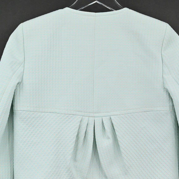 Monica Ricci Womens Textured Blazer Size 4 Light Green Peplum Hem Italy Chic‎ - Picture 13 of 15